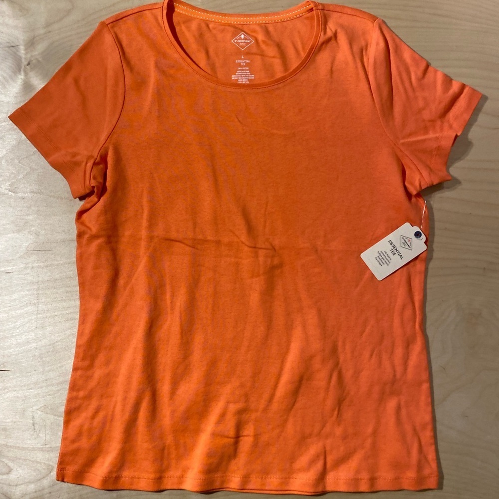 St. John's Bay Vibrant Orange Short Sleeve Tee Large (QK)